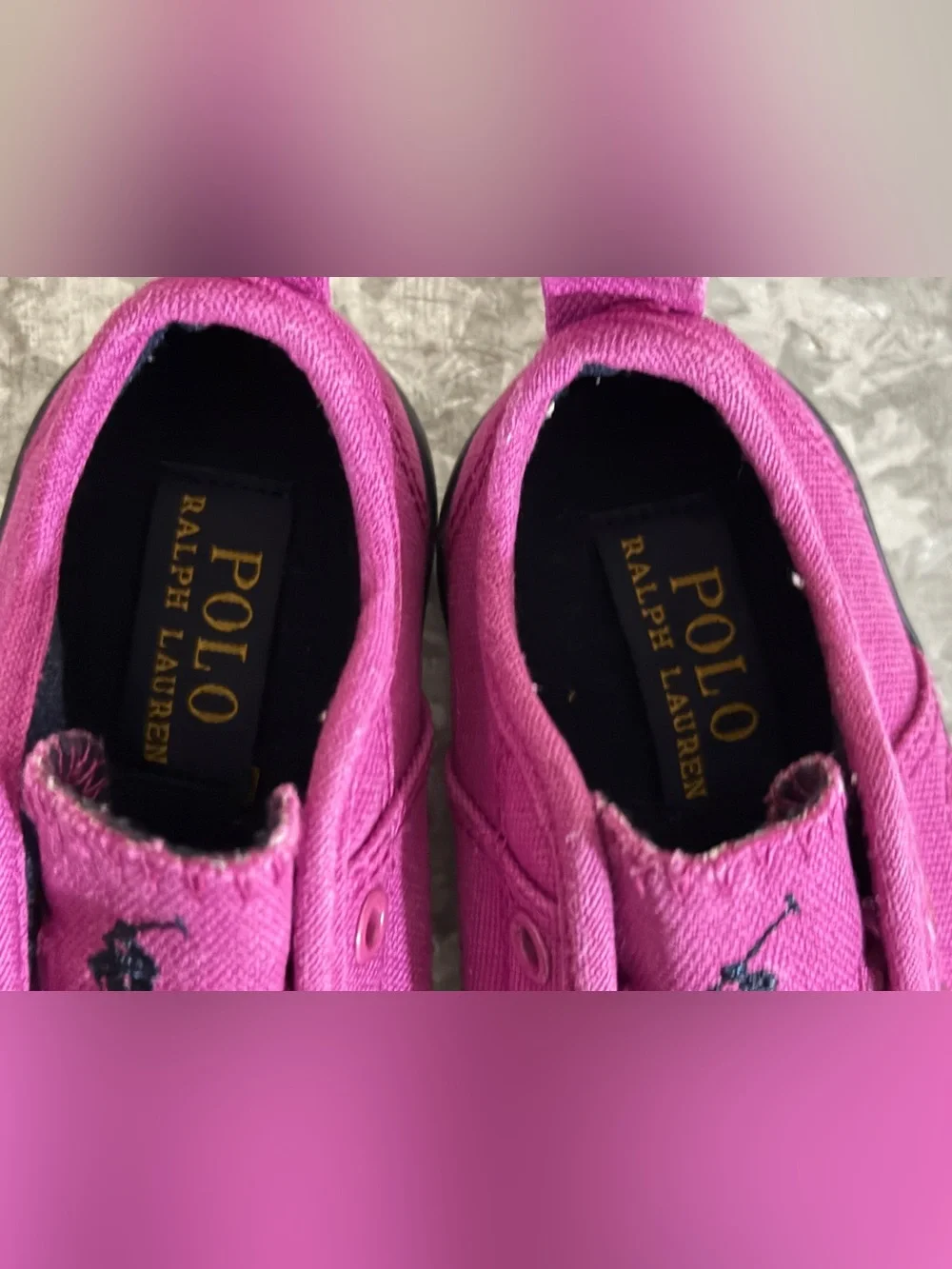 Polo by Ralph Lauren Raymond Kids Slip-On Canvas Sneakers, Berry Pink, Size 4.5